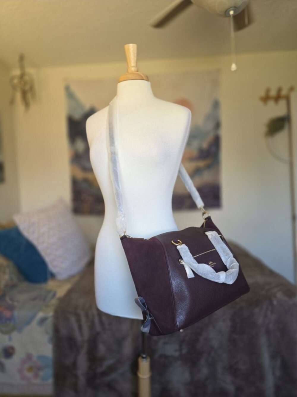Coach Primrose Satchel 55532 Oxblood Leather Suede Gold NWT Dust Bag - Picture 5 of 16